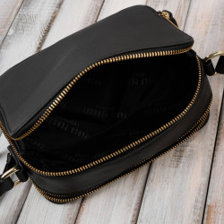 Torebka damska skórzana listonoszka na ramię modna czarna Paolo Peruzzi KV-03-BL