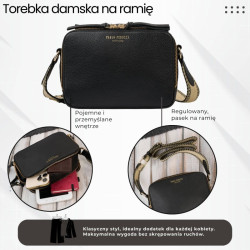 Torebka damska skórzana listonoszka na ramię modna czarna Paolo Peruzzi KV-03-BL