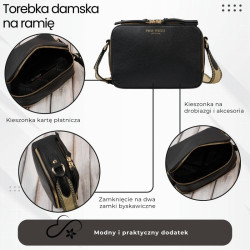 Torebka damska skórzana listonoszka na ramię modna czarna Paolo Peruzzi KV-03-BL