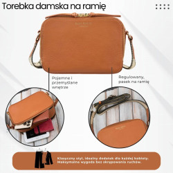 Torebka damska skórzana listonoszka na ramię modna koniakowa Paolo Peruzzi KV-03-CG