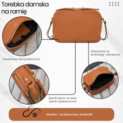 Torebka damska skórzana listonoszka na ramię modna koniakowa Paolo Peruzzi KV-03-CG