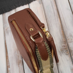 Torebka damska skórzana listonoszka na ramię modna brązowa Paolo Peruzzi KV-03-BR