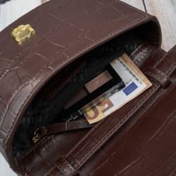 Torebka damska skórzana mała kompaktowa kopertówka brązowa Paolo Peruzzi KV-01-BR