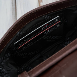 Torebka damska skórzana mała kompaktowa kopertówka brązowa Paolo Peruzzi KV-01-BR