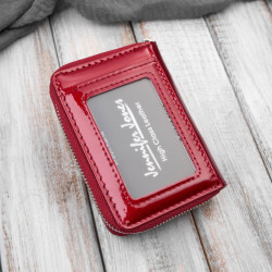 Portfel damski skórzany mini czerwony skóra naturalna lakierowana SP-18-RD