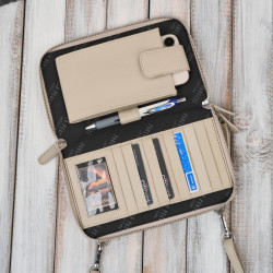 Damska mała torebka skórzana kopertówka na ramię do ręki beżowa Paolo Peruzzi KV-02-BG