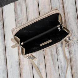 Damska mała torebka skórzana kopertówka na ramię do ręki beżowa Paolo Peruzzi KV-02-BG