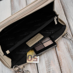 Damska mała torebka skórzana kopertówka na ramię do ręki beżowa Paolo Peruzzi KV-02-BG