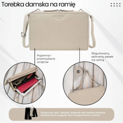 Damska mała torebka skórzana kopertówka na ramię do ręki beżowa Paolo Peruzzi KV-02-BG