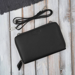 Damska mała torebka skórzana kopertówka na ramię do ręki czarna Paolo Peruzzi KV-02-BLS