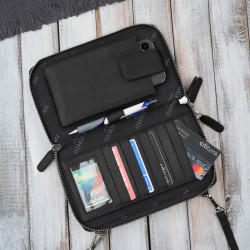 Damska mała torebka skórzana kopertówka na ramię do ręki czarna Paolo Peruzzi KV-02-BLS