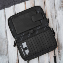 Damska mała torebka skórzana kopertówka na ramię do ręki czarna Paolo Peruzzi KV-02-BLS