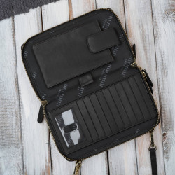 Damska mała torebka skórzana kopertówka na ramię do ręki czarna Paolo Peruzzi KV-02-BLZ