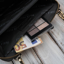 Damska mała torebka skórzana kopertówka na ramię do ręki czarna Paolo Peruzzi KV-02-BLZ