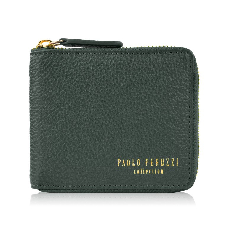 Portfel damski skórzany mały ciemnozielony w orientacji poziomej z RFID Paolo Peruzzi KV-04-DGR