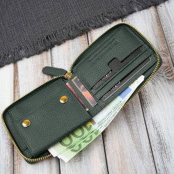 Portfel damski skórzany mały ciemnozielony w orientacji poziomej z RFID Paolo Peruzzi KV-04-DGR