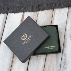 Portfel damski skórzany mały ciemnozielony w orientacji poziomej z RFID Paolo Peruzzi KV-04-DGR