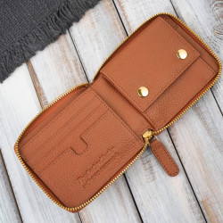 Portfel damski skórzany mały koniakowy w orientacji poziomej z RFID Paolo Peruzzi KV-04-CG