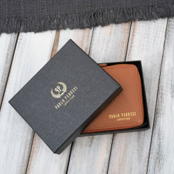 Portfel damski skórzany mały koniakowy w orientacji poziomej z RFID Paolo Peruzzi KV-04-CG