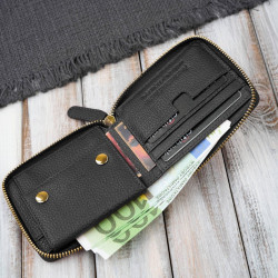 Portfel damski skórzany mały czarny w orientacji poziomej z RFID Paolo Peruzzi KV-04-BL