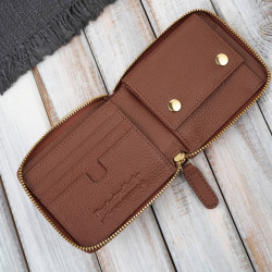 Portfel damski skórzany mały brązowy w orientacji poziomej z RFID Paolo Peruzzi KV-04-BR