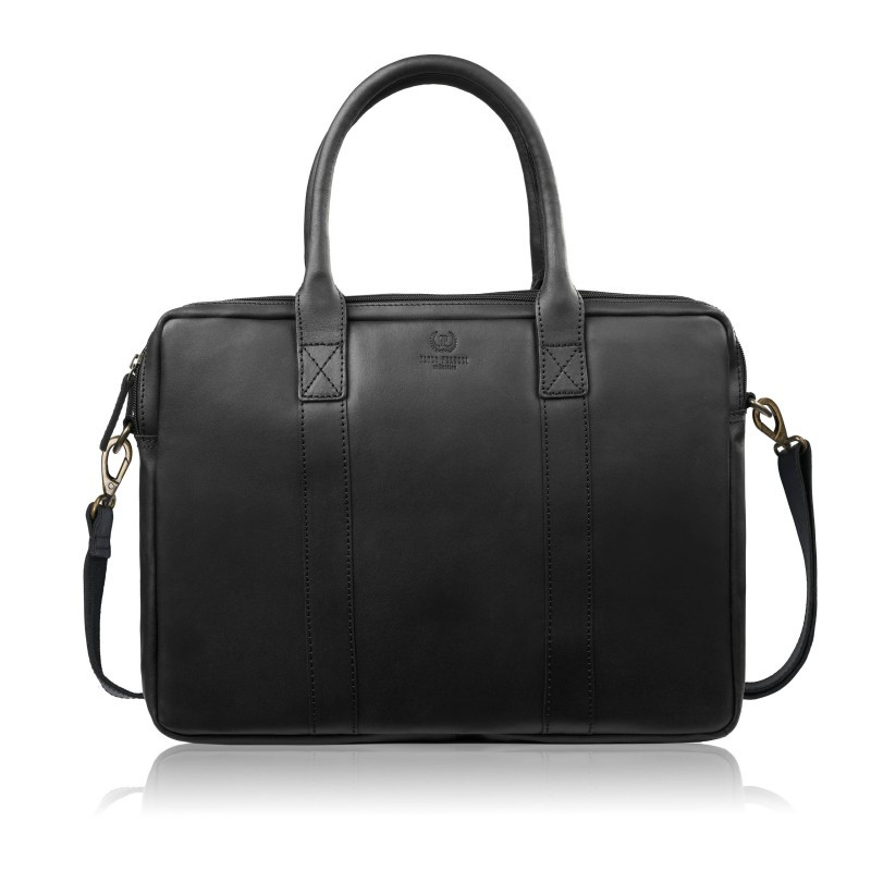 Torba męska na ramię skórzana na dokumenty A4 na laptopa czarna elegancka Paolo Peruzzi IM-05-BL