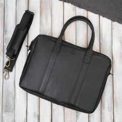 Torba męska na ramię skórzana na dokumenty A4 na laptopa czarna elegancka Paolo Peruzzi IM-05-BL