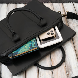 Torba męska na ramię skórzana na dokumenty A4 na laptopa czarna elegancka Paolo Peruzzi IM-05-BL