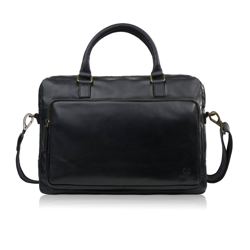 Torba męska na ramię skórzana na laptopa dokumenty A4 czarna Paolo Peruzzi IM-06-BL