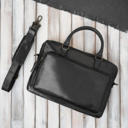Torba męska na ramię skórzana na laptopa dokumenty A4 czarna Paolo Peruzzi IM-06-BL