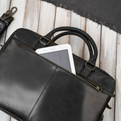 Torba męska na ramię skórzana na laptopa dokumenty A4 czarna Paolo Peruzzi IM-06-BL