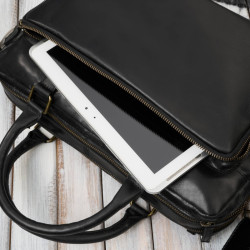 Torba męska na ramię skórzana na laptopa dokumenty A4 czarna Paolo Peruzzi IM-06-BL