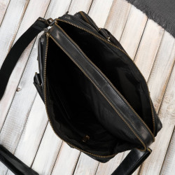 Torba męska na ramię skórzana na laptopa dokumenty A4 czarna Paolo Peruzzi IM-06-BL