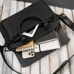 Torba męska na ramię skórzana na laptopa dokumenty A4 czarna Paolo Peruzzi IM-06-BL