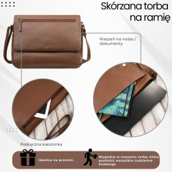 Torba męska skórzana na laptopa na ramię brązowa Paolo Peruzzi IM-03-BR