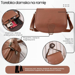 Torebka damska skórzana listonoszka ze skóry licowej koniakowa Paolo Peruzzi T-39-KCG