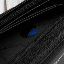 Portfel damski skórzany lakierowany czarny z tłoczeniem croco SP-16-CBL