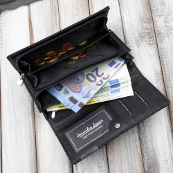 Portfel damski skórzany lakierowany czarny z tłoczeniem croco SP-16-CBL