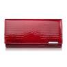 Portfel damski skórzany lakierowany czerwony z tłoczeniem croco SP-16-CRD