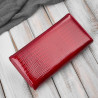 Portfel damski skórzany lakierowany czerwony z tłoczeniem croco SP-16-CRD