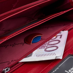 Portfel damski skórzany lakierowany czerwony z tłoczeniem croco SP-16-CRD