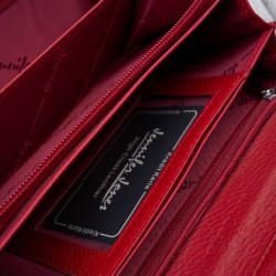 Portfel damski skórzany lakierowany czerwony z tłoczeniem croco SP-16-CRD