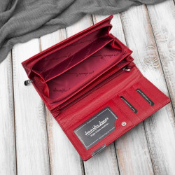 Portfel damski skórzany lakierowany czerwony z tłoczeniem croco SP-16-CRD