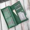 Portfel damski skórzany lakierowany zielony z tłoczeniem croco SP-16-CGRN