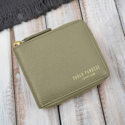 Portfel damski skórzany mały zielony w orientacji poziomej z RFID Paolo Peruzzi KV-04-GR