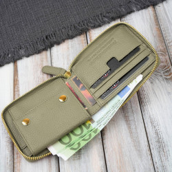 Portfel damski skórzany mały zielony w orientacji poziomej z RFID Paolo Peruzzi KV-04-GR