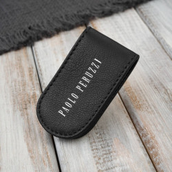 Klips na banknoty skórzany magnetyczny elegancki czarny Paolo Peruzzi KV-07-BL