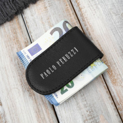 Klips na banknoty skórzany magnetyczny elegancki czarny Paolo Peruzzi KV-07-BL