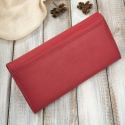 Portfel damski skórzany czerwony duży w orientacji pozioma z RFID Paolo Peruzzi AL-01-RD