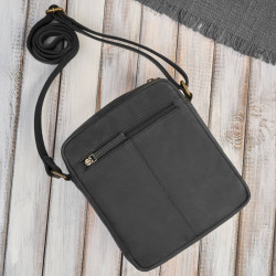 Listonoszka męska saszetka skórzana czarna vintage IM-01-HBL